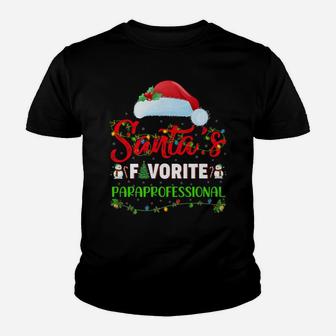 Lighting Xmas Santa's Favorite Paraprofessional Christmas Youth T-shirt | Crazezy UK
