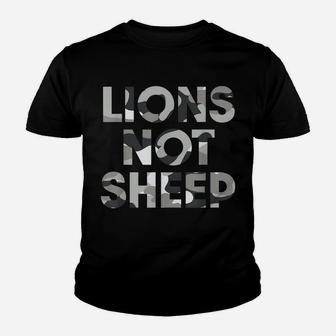 Lions Not Sheep Grey Gray Camo Camouflage Youth T-shirt | Crazezy