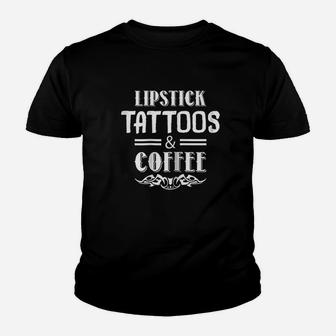 Lipstick Tattoos And Coffee Youth T-shirt | Crazezy