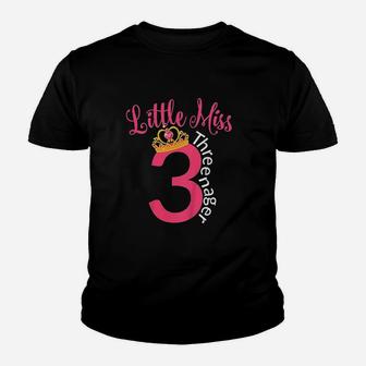 Little 3Rd Birthday Miss Kid With Crown Youth T-shirt | Crazezy UK
