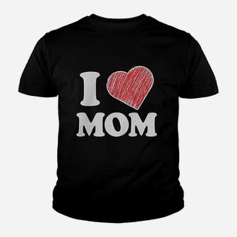Little Boys I Love Mom Youth T-shirt | Crazezy