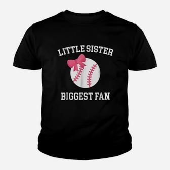 Little Sister Biggest Fan Baseball Youth T-shirt | Crazezy UK