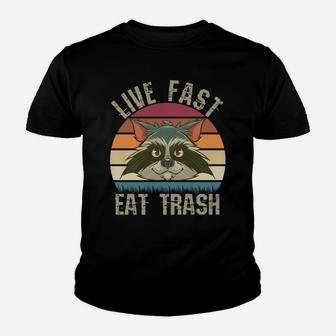 Live Fast Eat Trash Panda Raccoon Vintage Youth T-shirt | Crazezy UK