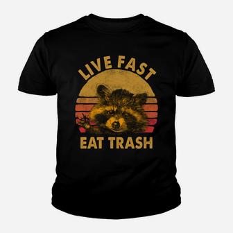 Live Fast Eat Trash Raccoon Hoodie Retro Vintage Style Youth T-shirt | Crazezy