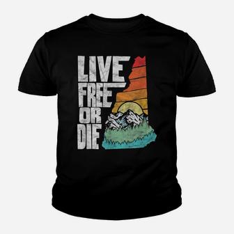 Live Free Or Die Retro New Hampshire Nature Graphic Youth T-shirt | Crazezy
