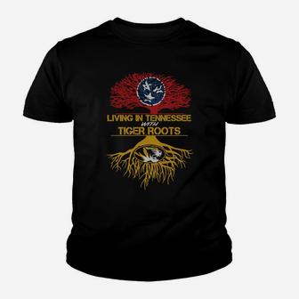 Living In Tennessee With Tigers Roots Youth T-shirt - Thegiftio