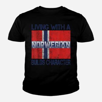 Living With A Norwegian Builds Character Retro Vintage Youth T-shirt | Crazezy DE