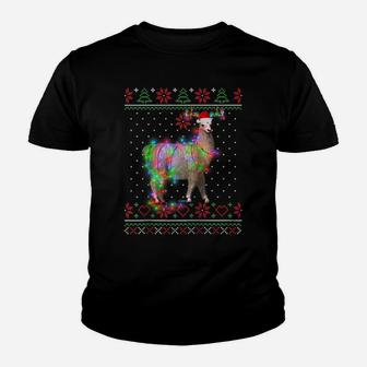 Llama Animal Ugly Sweater Christmas Puppy Animal Lover Raglan Baseball Tee Youth T-shirt | Crazezy AU