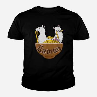 Llamen Japanese Ramen Noodles Kawaii Llama Alpaca Youth T-shirt | Crazezy UK