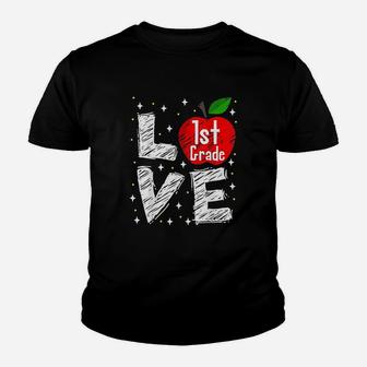 Love 1St Grade Apple Funny Back To School Teacher Gift Youth T-shirt | Crazezy DE