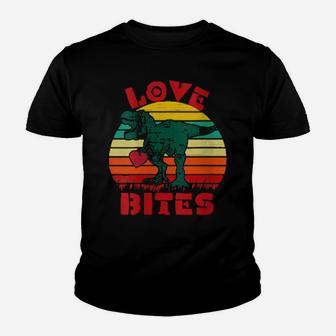 Love Bites Dinosaur Trex Valentines Day Youth T-shirt - Monsterry