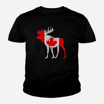 Love Canada Moose Funny Pride Maple Flag Gift Youth T-shirt | Crazezy CA