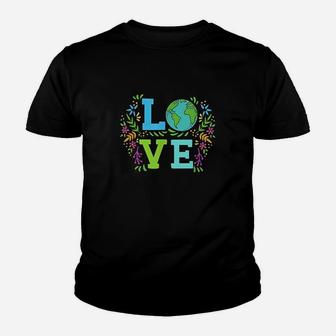 Love Earth Save The Planet Vintage Floral Earth Day Clothes Youth T-shirt | Crazezy