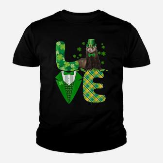 Love Ferret Leprechaun Irish Shamrockin St Patrick Day Youth T-shirt | Crazezy