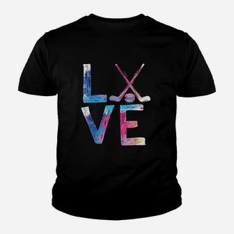 Love Ice Hockey Youth T-shirt | Crazezy