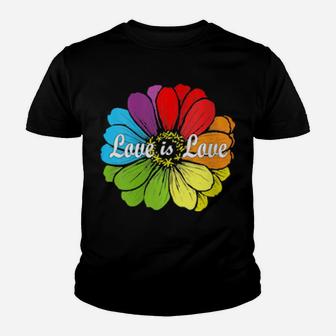 Love Is Love Gay Prides Rainbow Lgbt Pride Flower Youth T-shirt - Monsterry UK