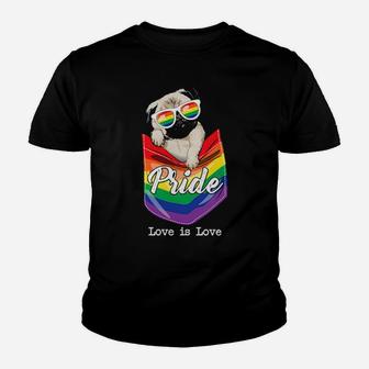 Love Is Love Lgbt Gay Pride Month Lgbt Pug Dog Lover Gift Youth T-shirt - Monsterry DE