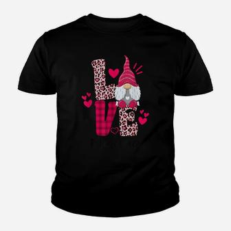Love Leopard Plaid Gnome Nonna Valentines Day Youth T-shirt | Crazezy