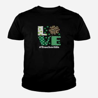 Love Leopard Shamrock Teacher Life St Patrick Day Youth T-shirt - Monsterry