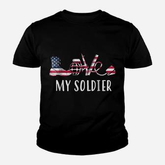 Love My Soldier Proud Us Army Mom Army Wife Shirt For Women Youth T-shirt | Crazezy