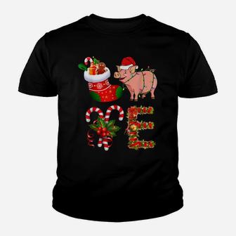 Love Pig Christmas Funny Santa Hat Christmas Youth T-shirt | Crazezy UK