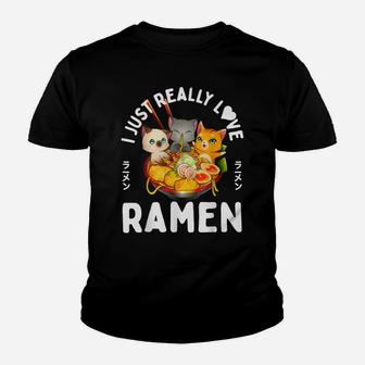 Love Ramen Japanese Noodles Kawaii Neko Anime Cat Gifts Youth T-shirt | Crazezy CA