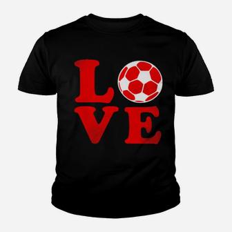Love Soccer Distressed Style Youth T-shirt - Monsterry
