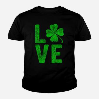 Love St Patrick Day Shamrock Lucky Clover Retro Vintage Youth T-shirt | Crazezy