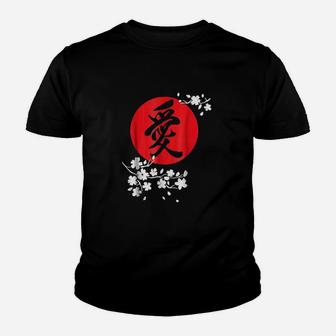 Love Vintage Japanese Kanji And Cherry Blossom Youth T-shirt | Crazezy