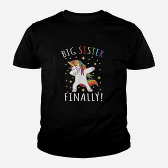 Lovely Big Sister Finally Unicorn Dabbing Youth T-shirt | Crazezy