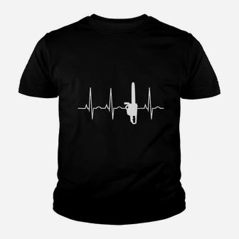 Lumberjack Chainsaw Heartbeat For Arborists Youth T-shirt | Crazezy