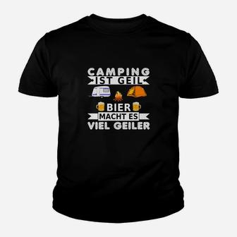 Lustiges Camping & Bier Fan Kinder Tshirt Camping ist Geil - Bier Macht's Besser - Schwarz - Seseable