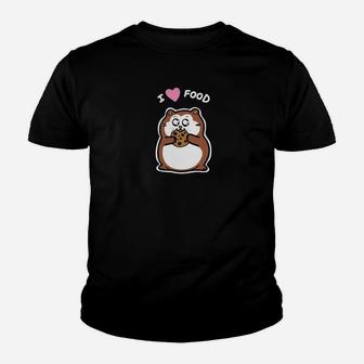 Lustiges Hamster Kinder Tshirt Ich liebe Essen, Schwarzes Design - Seseable