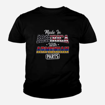 Made In America With Armenian Parts Flag Youth T-shirt | Crazezy CA