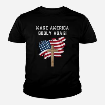 Make America Godly Again American Flag Youth T-shirt - Thegiftio UK