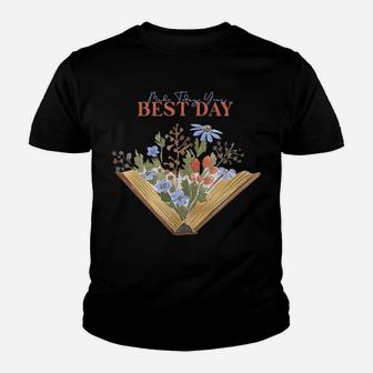 Make Today Your Best Day Watercolor Flower Book Reading Youth T-shirt | Crazezy