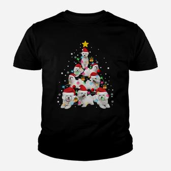Maltese Dog Christmas Tree Funny Xmas Maltese Lovers Gifts Sweatshirt Youth T-shirt | Crazezy