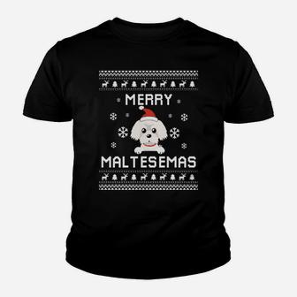 Maltese Dog Lover Christmas Ugly Xmas Maltese Sweater Gift Sweatshirt Youth T-shirt | Crazezy