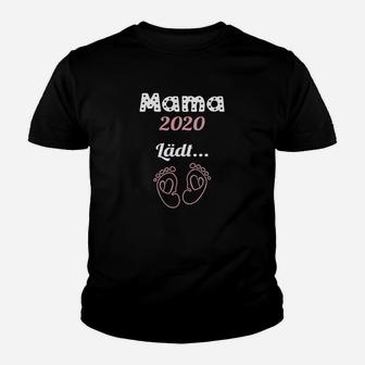 Mama 2020 Lädt Kinder Tshirt, Fußabdrücke Design für Damen in Schwarz - Seseable