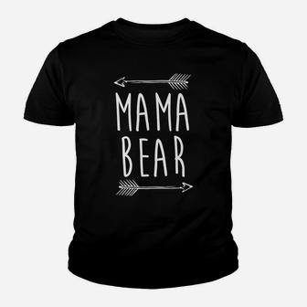 Mama Bear Family Portrait With Papa And Baby Bear Matching Youth T-shirt | Crazezy AU