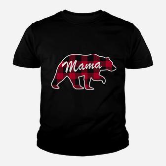 Mama Bear Red Plaid Mama Bear Christmas Family Mom Youth T-shirt | Crazezy DE
