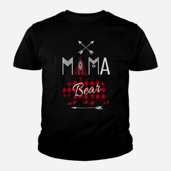 Mama Bear Shirt Buffalo Plaid Matching Family Group Camping Youth T-shirt | Crazezy