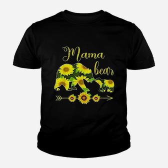 Mama Bear Sunflower Youth T-shirt | Crazezy