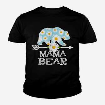 Mama Daisy Flower Bear Mothers Day Family Matching Youth T-shirt | Crazezy