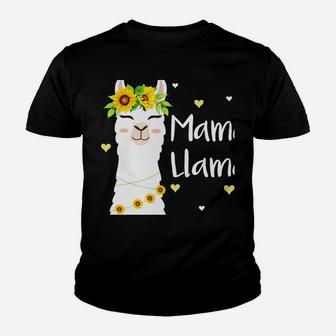 Mama Llama Sunflower Cute Llamas Funny Mom Mothers Day Gift Youth T-shirt | Crazezy