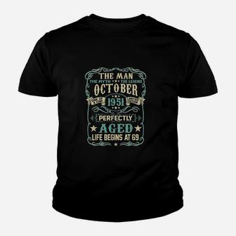 Man Myth Legend Born In October 1951 Youth T-shirt | Crazezy