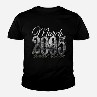 March 2005 16 Year Old 2005 16Th Birthday Gift Youth T-shirt | Crazezy UK