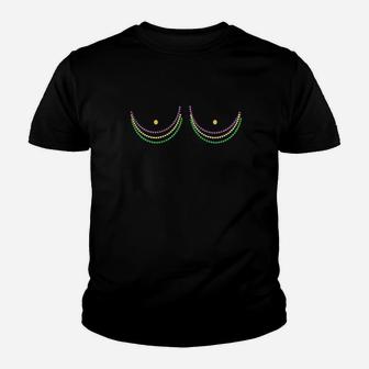 Mardi Gras Funny Beads Bobs Outline Gift Youth T-shirt | Crazezy