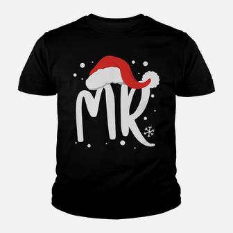 Matching Couples Mr Mrs Wedding Christmas Ugly Santa Hat Youth T-shirt | Crazezy