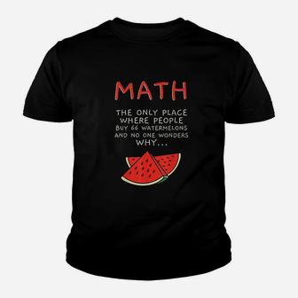 Math And Watermelons Mathematics Calculation Numbers Youth T-shirt | Crazezy